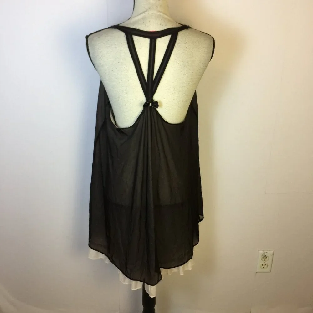 Betsey Johnson Intimates Nightgown Dress Womens Sz L Black Pink Layered Vintage - Picture 2 of 16